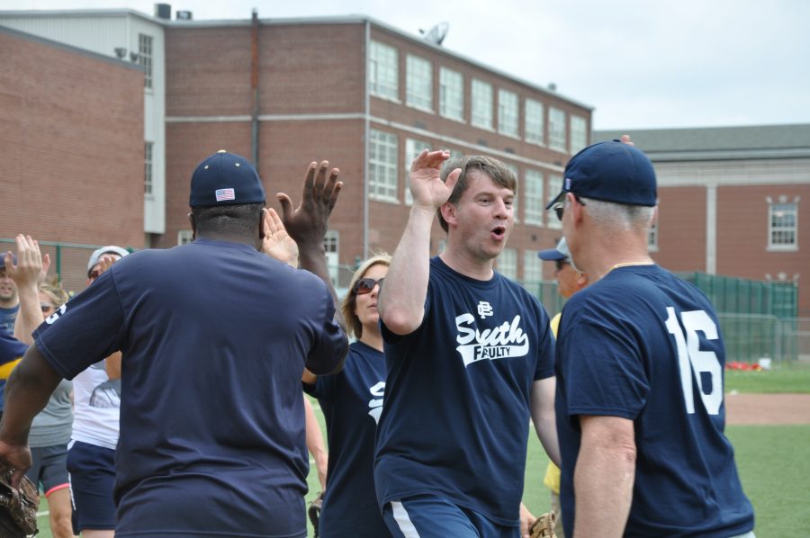 Staff outlasts seniors in annual end of the year softball game