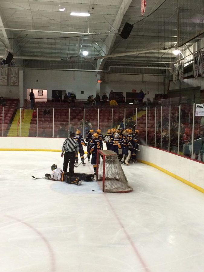 Late OT game winner propels boys hockey to early tourney win