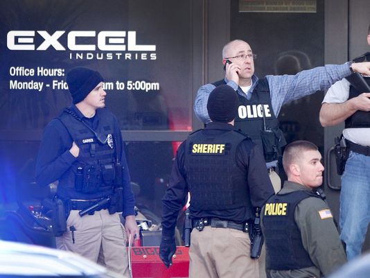 At Excel, a lawn care company in Hesston, Kansas, a lone gunman killed three and wounded 14. Photo taken from CNN.