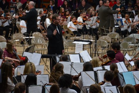 James Gross, Souths Orchestra Director, directs the orchestra at the String Extravaganza.