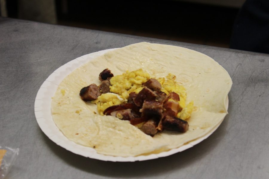 A breakfast burrito made during Breakfast Club. The club meets Thursday mornings in room 145 at 7 a.m.