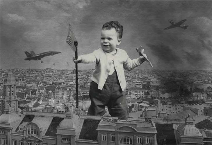 Julia Rapais piece for the Scholastic Art Awards. Rapai won an honorable mention for this photo of a baby storming the streets of Paris.