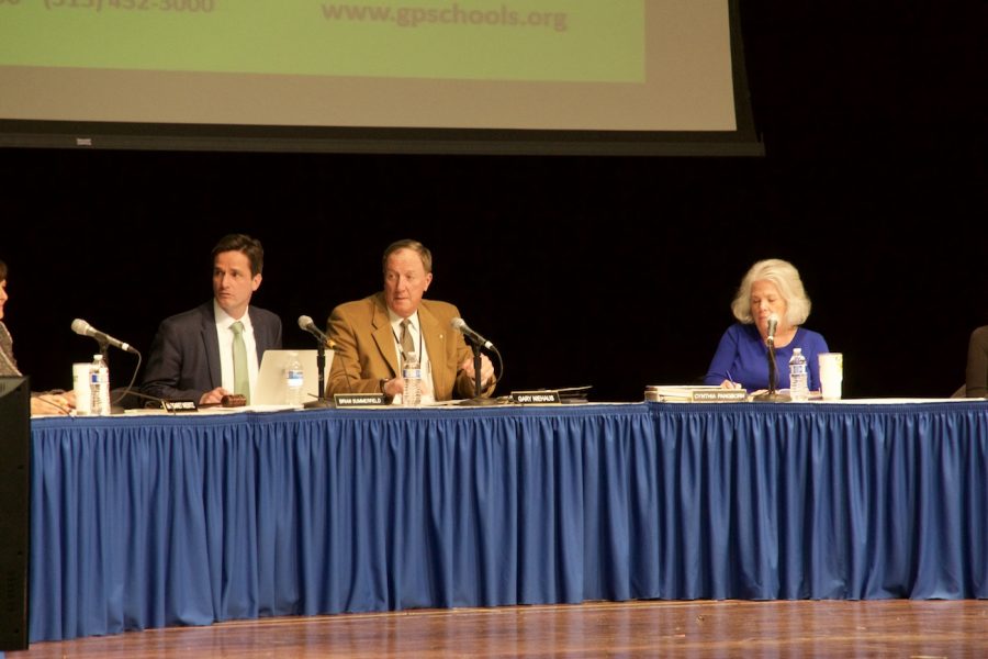 The school board meeting where the district discussed its deficit.