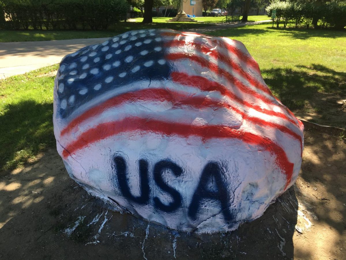 The rock was painted many times over the course of the summer with political messages, but in the midst of those ideas there were times when the rock displayed more unifying and patriotic themes.