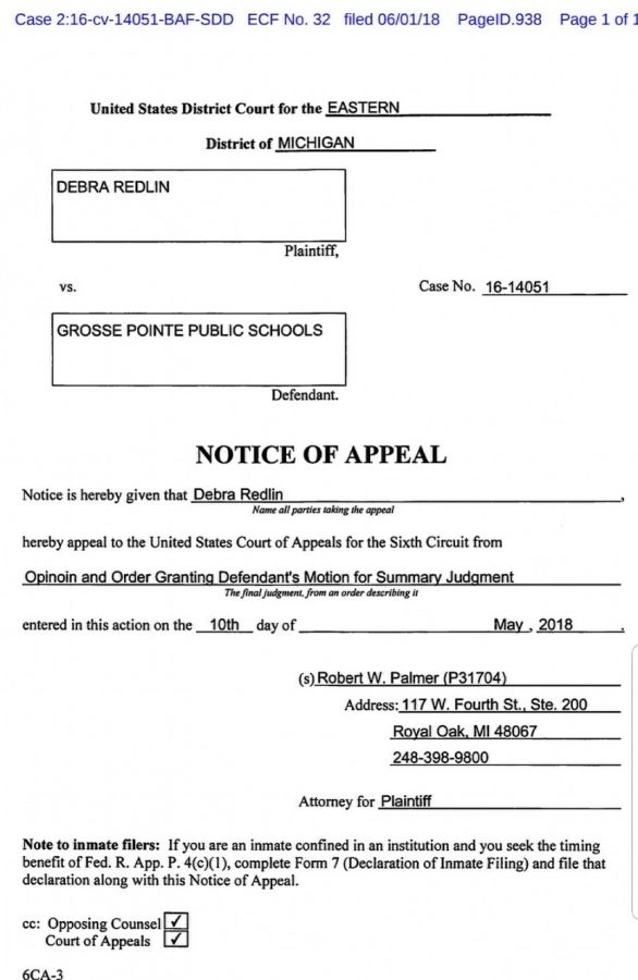 Redlin filed an appeal against the judges decision to dismiss the case on June 1. The case will go to the United States  Court of Appeals, Sixth Circuit, in Cincinnati. 