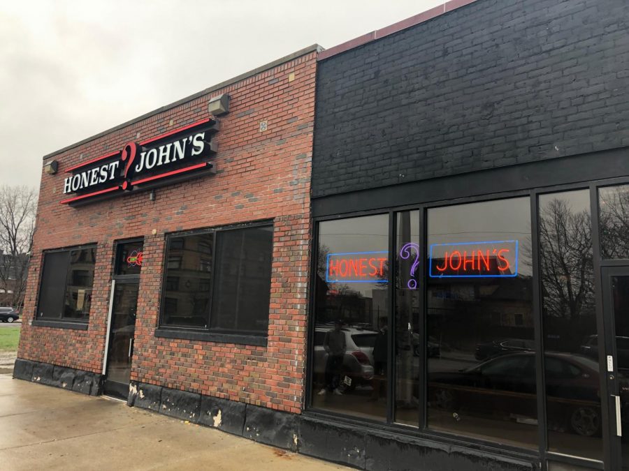 The outside of Honest Johns, located on Seldom Street in Detroit.