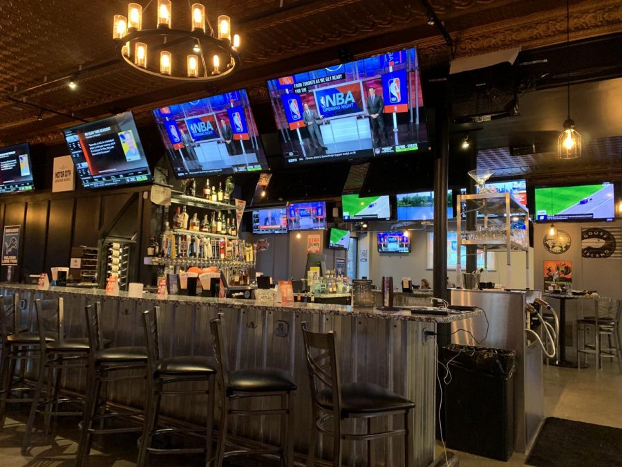 Inside the new Motor City Wings sports bar, which displays a modern aesthetic. Photo Courtesy of Mairin Heimbuch.