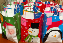 Gifts prepared by SA for Adopt A Family in 2015. SA has been running the event which was originally started by North for decades. Photo by Juliana Berkowski ’16.