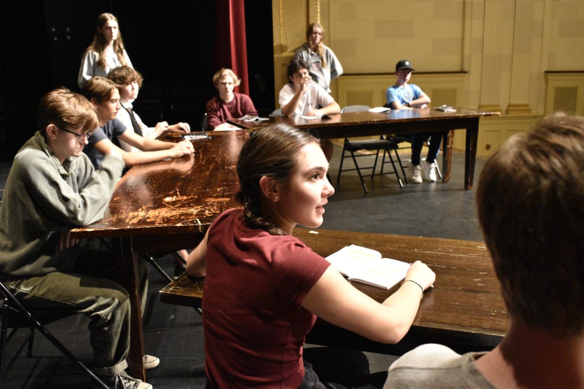 Actors in the upcoming fall play studiously learn their lines and practice for the upcoming show.