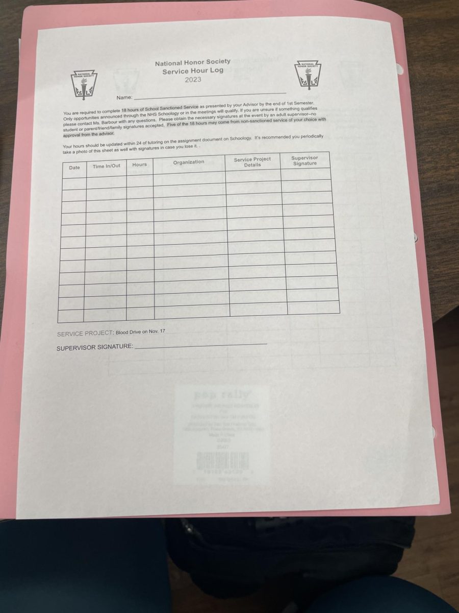 The National Honor Society service sheet represents the dedication of outstanding students to community service and leadership showcasing their commitment to making a positive impact on society.