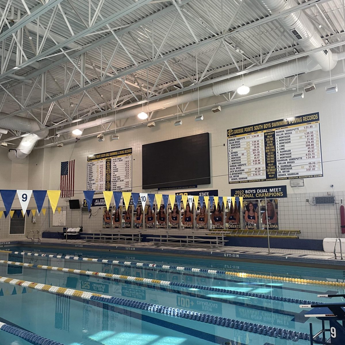AFTER 15 YEARS: The Girls Varsity and Swim and Dive Team has been working around Natatoriums scoreboard breaking as they continue to host meets.
