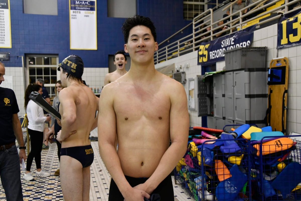 Bright smiles from Troy Liu 24 following record breaking 50 free swim.
