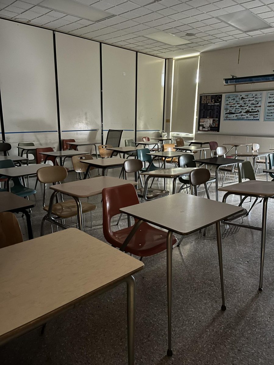  The emptiness of another social studies room.