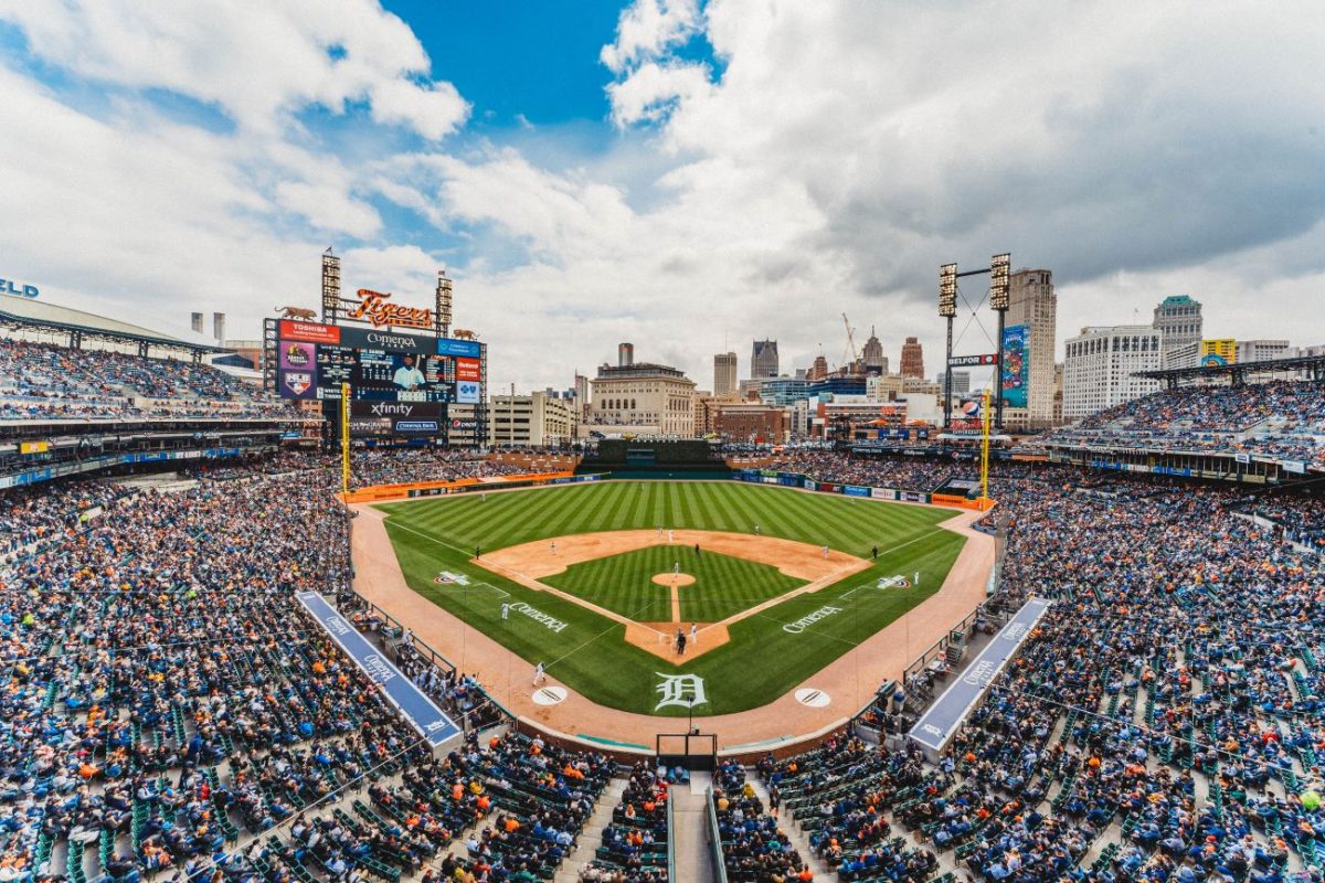 Comerica Park is packed on Friday, April 6th, when the Tigers play the Boston Red Sox for the home opener.