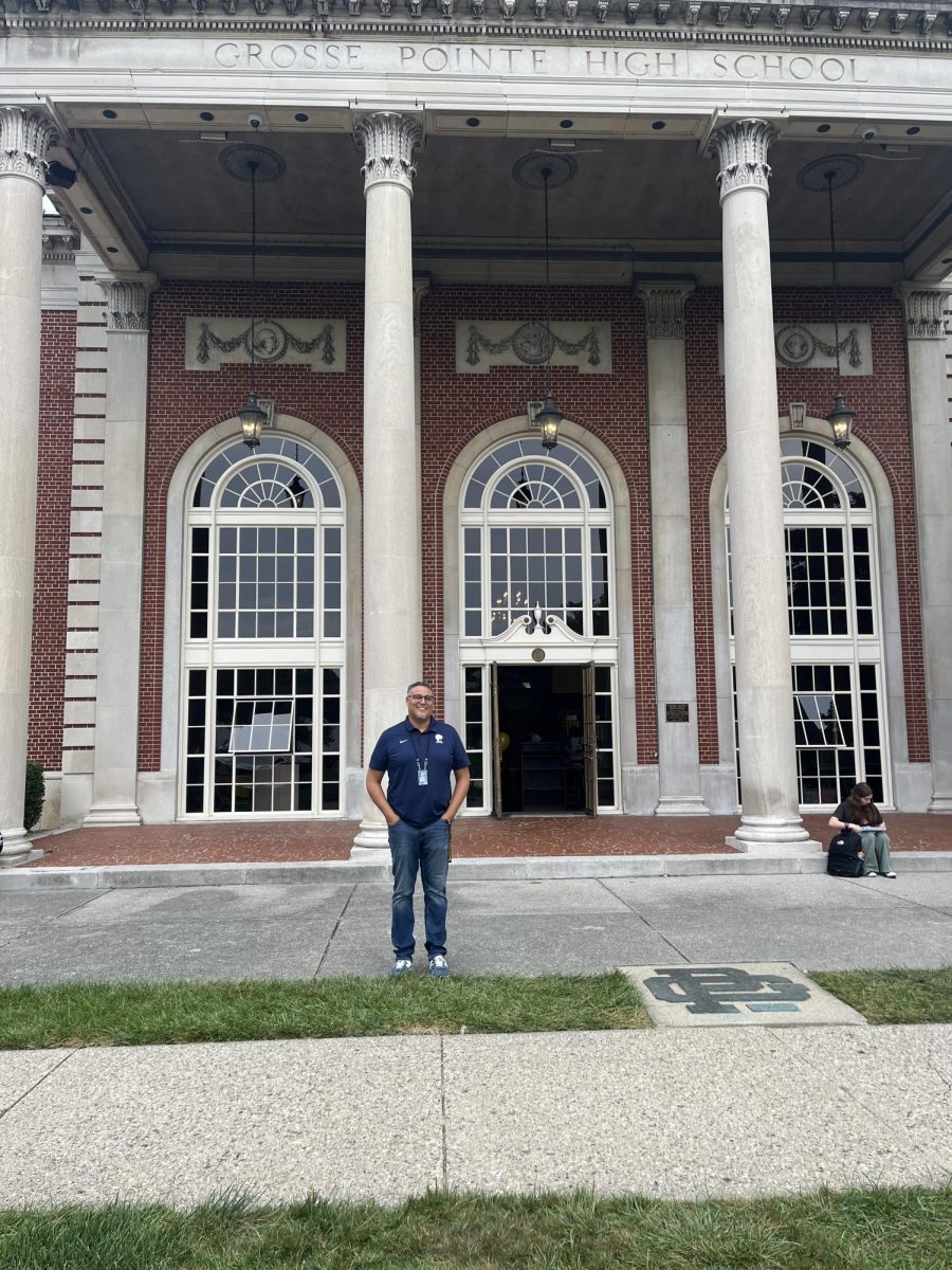 The new Assistant Principal, Dr. Daniel Hyliard, standing in front of Cleminson Hall.