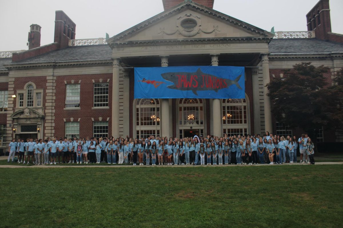 The Class of 2026 gathered infront of Cleminson hall with their banner hanging from Cleminson Hall. This Banner takes inspiration from the blockbuster movie, “Jaws” and the class theme takes inspiration from that.