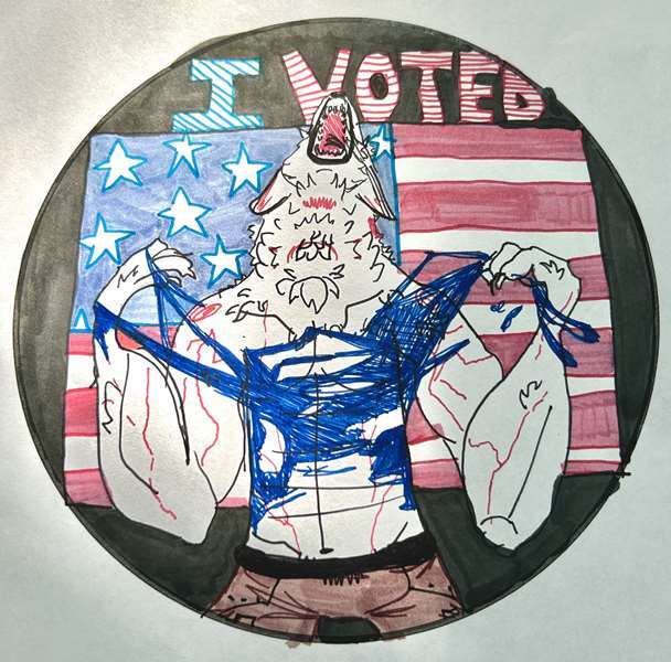 Jane Hynous' winning "I voted" sticker.