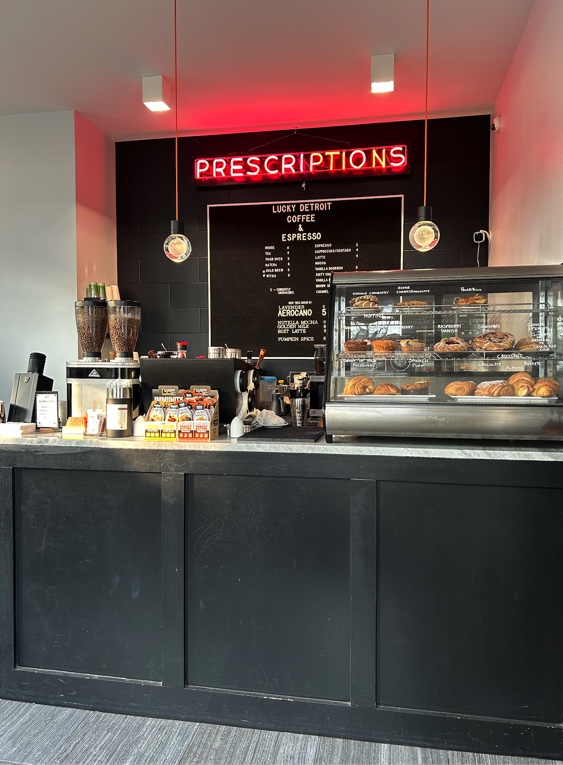 Interior of Lucky offers an assortment of baked goods.