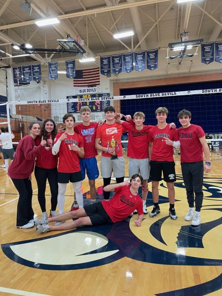 The winners of last year's Powderbuff volleyball tournament sporting their trophy.