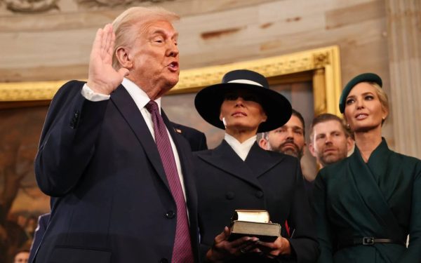 Donald Trump takes the oath of office to become the 47th president of the United States. He became the first president since Grover Cleveland in 1893 to serve nonconsecutive terms.