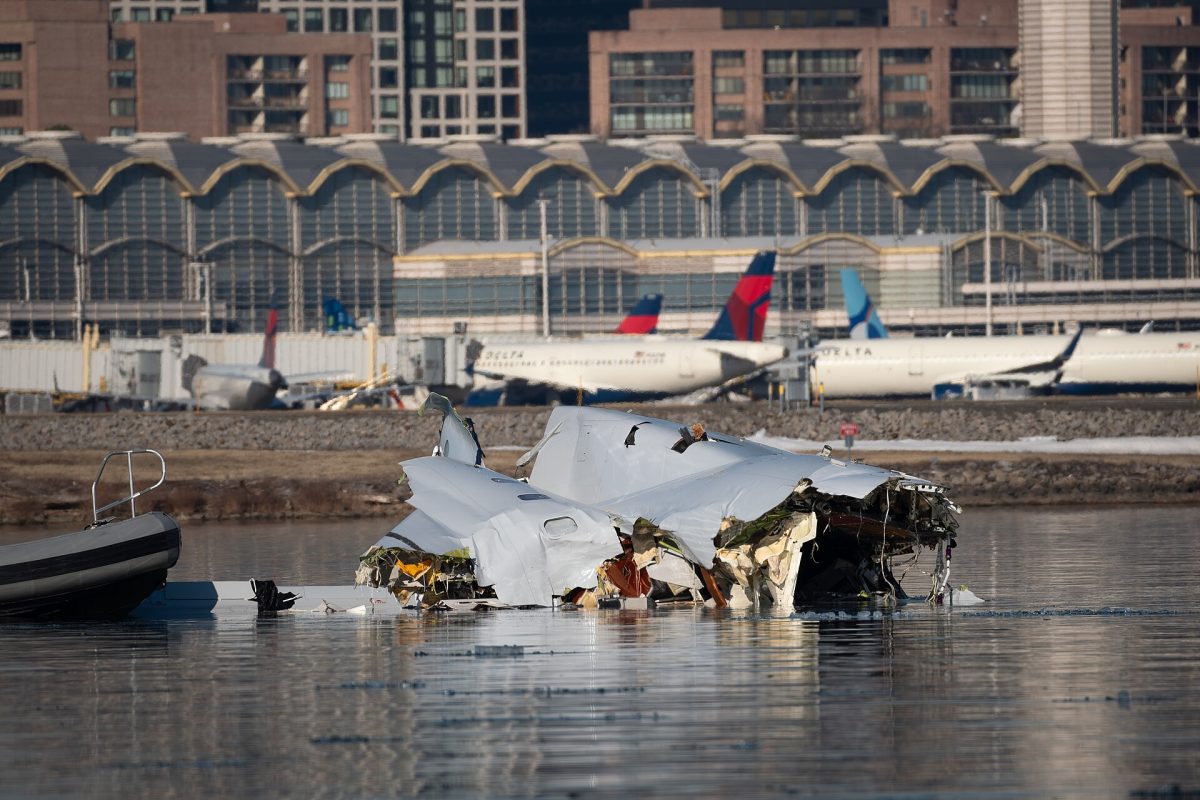 Wreckage from the morning after a crash between a commercial flight and a military helicopter over the Potomac River. All 67 occupants were killed in the incident. Photo courtesy of Wikipedia.