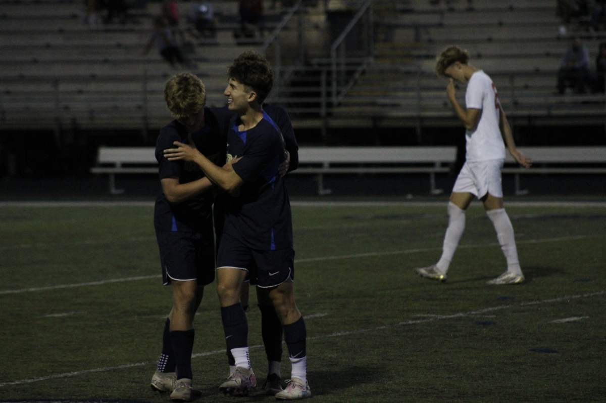 South captain Jonah Bukovec ’26 triumphantly celebrating after scoring a goal in the beginning of the first half.
