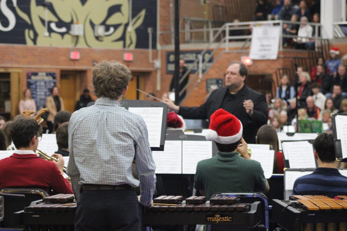 South’s combined Symphony Band and Wind Ensemble plays under the direction of Chris Takis. Their pieces included “You Better Sleigh” and “Pixar Movie Magic”.