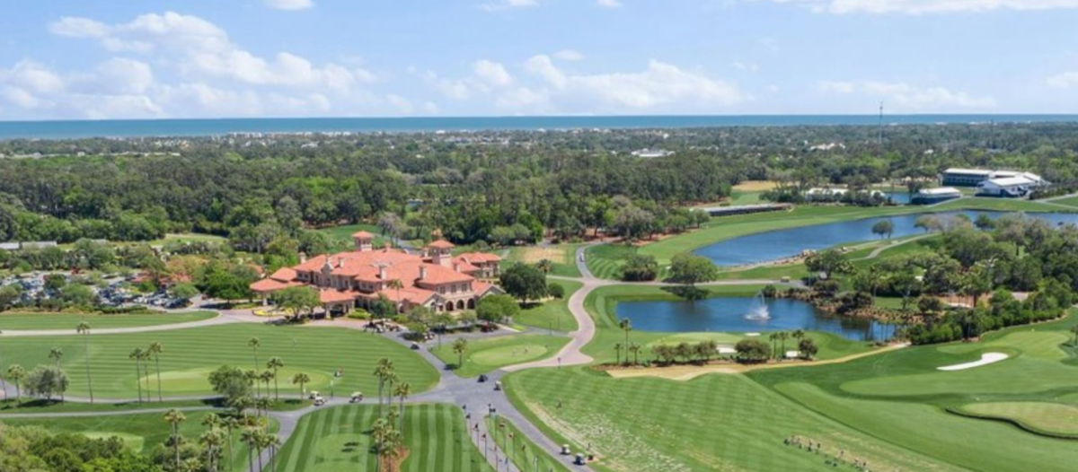An aerial view of the Championship course at TPC Sawgrass. 
