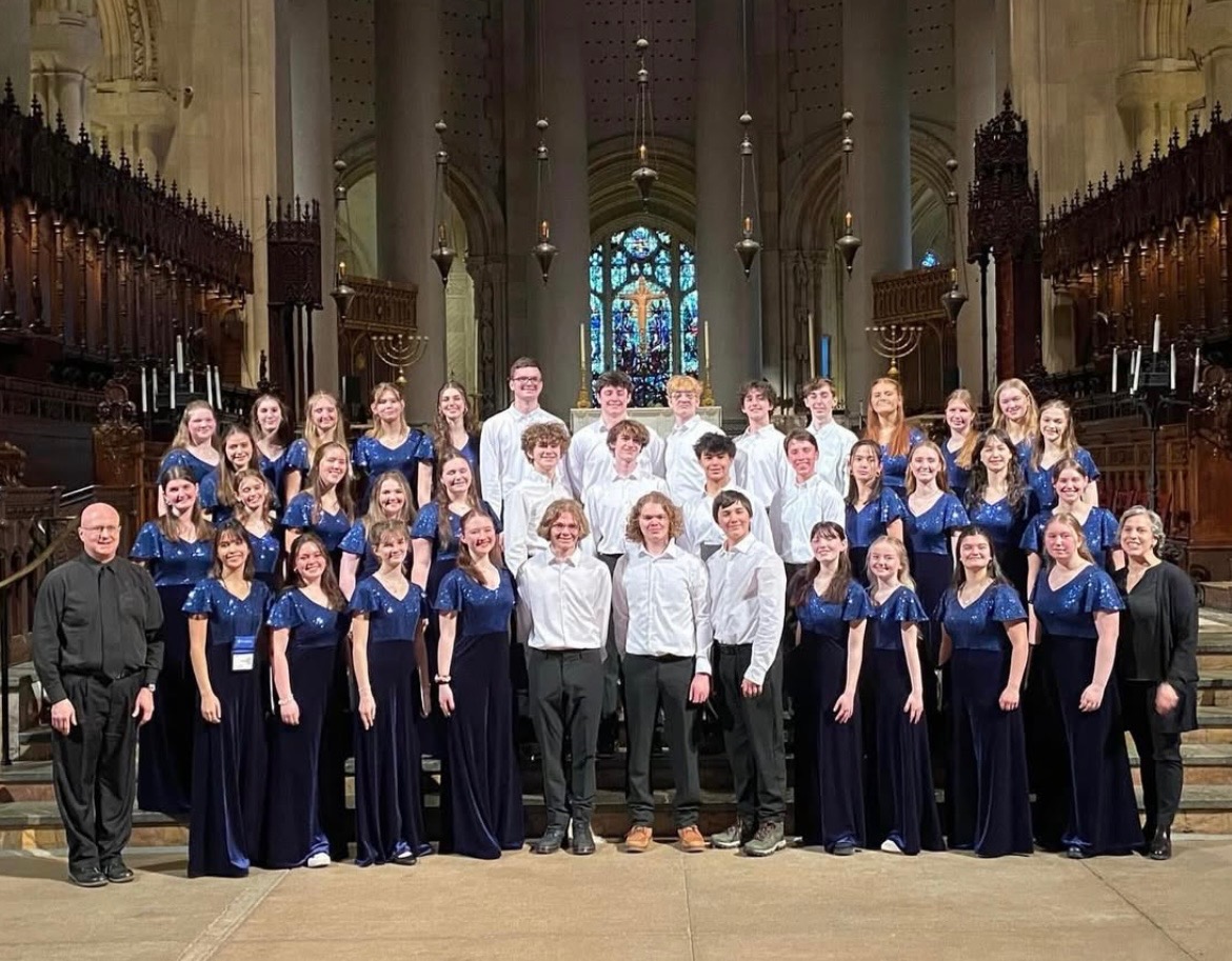 The South choir gathers for a photo as they sightsee during their 2025 trip to New York, where they got the opportunity to perform at St. John the Divine.