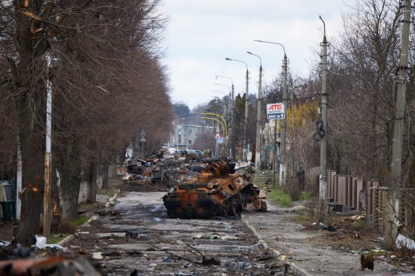 Wars Devastation
Bucha, Ukraine, used as a battleground between Russia and Ukraine, and the evidence of ruin left behind blocks the street.
Photo courtesy of: Wikipedia
